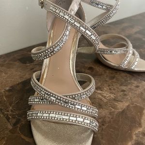 Silver/Gold Kaley and Katie heels with rhinestones. Size 6.5. Only worn once